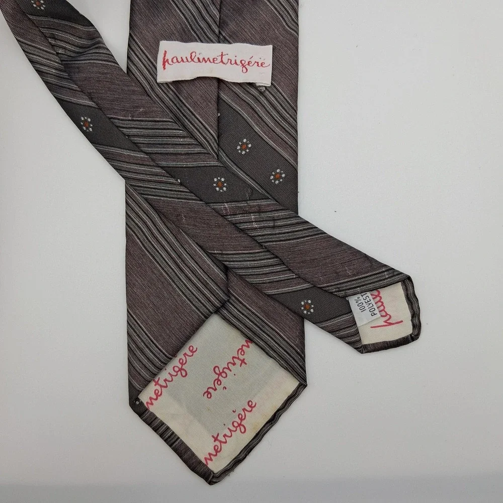 Vintage Haulintrigere Tie Polyester Slim Striped Pre-Loved‎